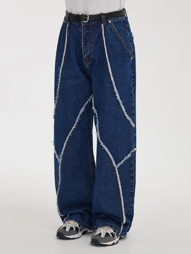 Cut Line Denim Pant - Medium Blue - WAIKEI - Modalova