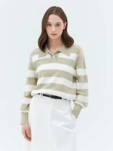 Bold Stripe Collar Knit Sweater - MIND BRIDGE women - Modalova