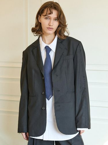 Oversized Raw-Edge Blazer Black - WAIKEI - Modalova