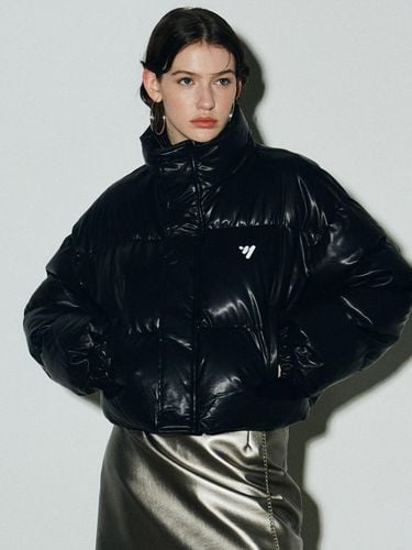 Leather Cropped Puffer Padded Jacket - NICK&NICOLE - Modalova