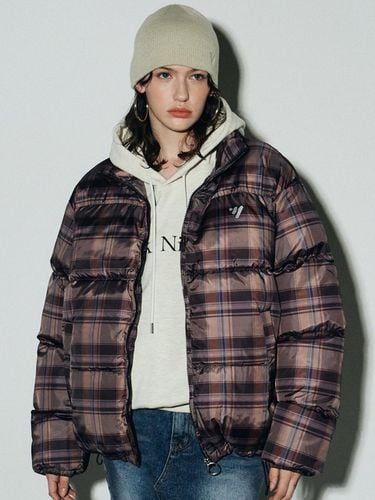 Tartan Check Puffer - Brown - NICK&NICOLE - Modalova