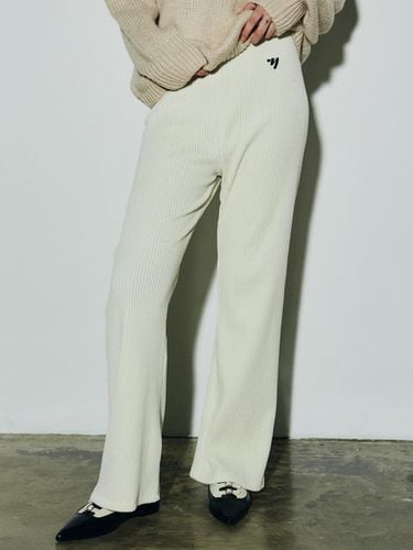 Corduroy Wide Banded Pants - Cream - NICK&NICOLE - Modalova