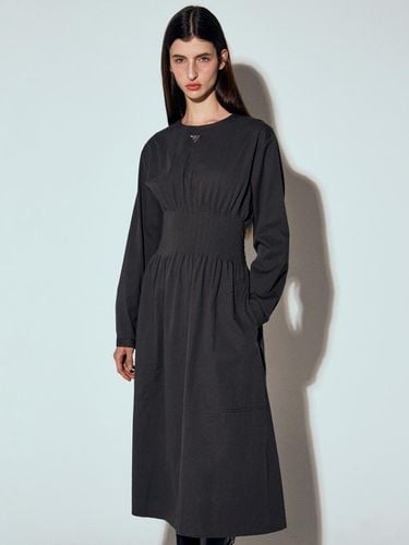 Banded Long Dress - Charcoal - NICK&NICOLE - Modalova