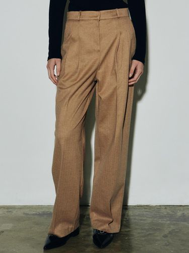 Herringbone Wide Slacks - Camel - NICK&NICOLE - Modalova