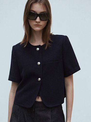 Carriss Cropped Jacket - Navy - NICK&NICOLE - Modalova