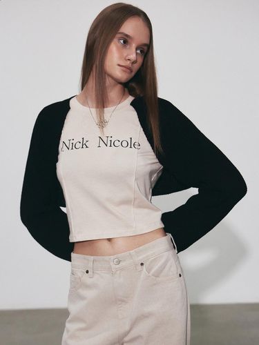 Applique Ribbed Knit Bolero (Black) - NICK&NICOLE - Modalova