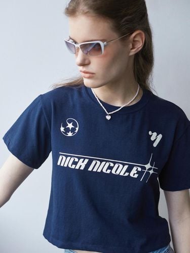 Sparkling Logo T-shirt - Navy - NICK&NICOLE - Modalova