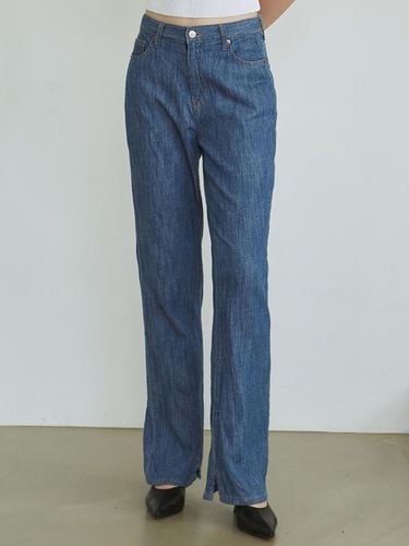 Linen Slit Denim Pants - Blue - NICK&NICOLE - Modalova