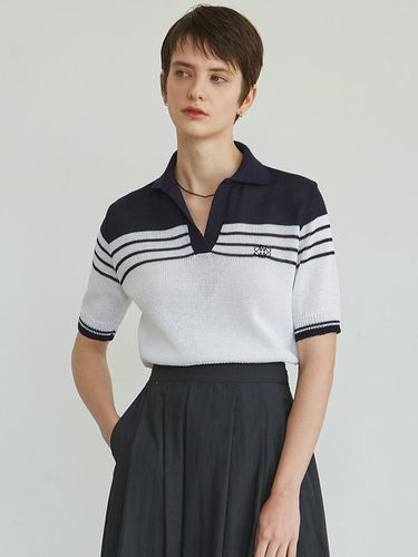 Sense Stripe Open Collar Knit - NICK&NICOLE - Modalova