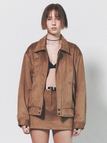 Suede Collar Blouson_Brown - NUAKLE - Modalova