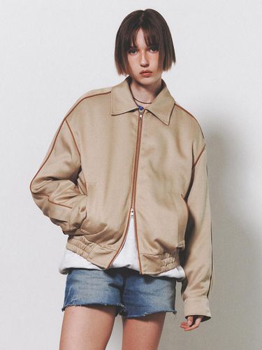 Wool Piping Collar Jacket_Beige - NUAKLE - Modalova