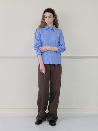 Logo Straight Cotton Pants - Brown - STUDIO TABLE - Modalova