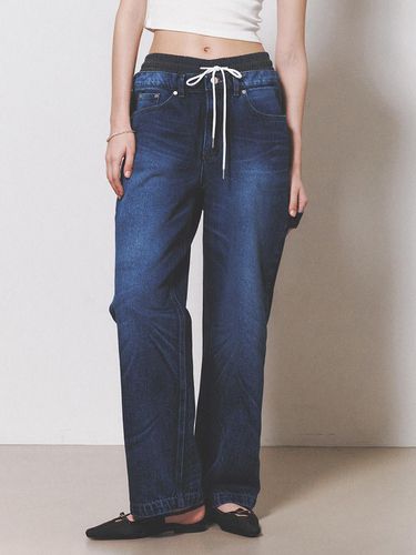 Straight Fit Briefs Layered Denim Pants_Blue - NUAKLE - Modalova