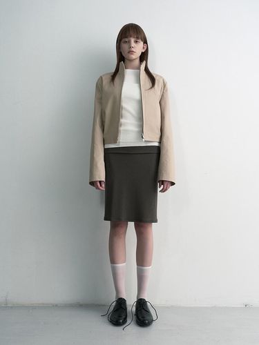 Folding Jersey Skirt - Khaki Brown - STUDIO TABLE - Modalova