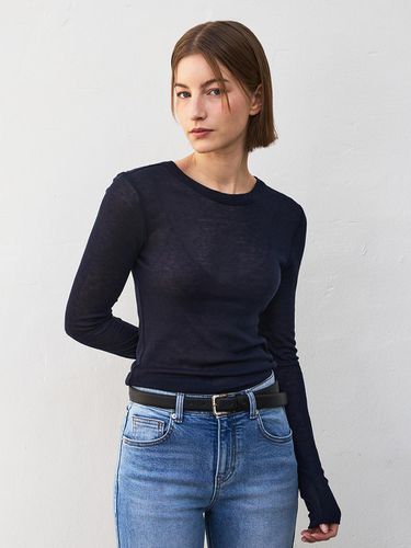 Tencel See-through Long Sleeve T-shirt - racoco - Modalova