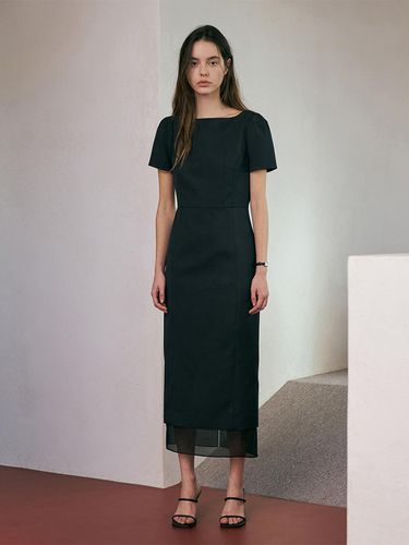 See-through Boat Neck Dress (Black) - Lamerei - Modalova