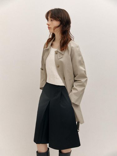 Cotton Half Mac Coat (L/Khaki) - AVA MOLLI - Modalova