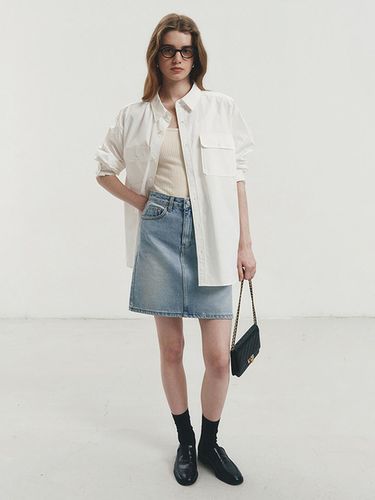 Midi Denim Skirt_Light Blue - Dunst for WOMEN - Modalova