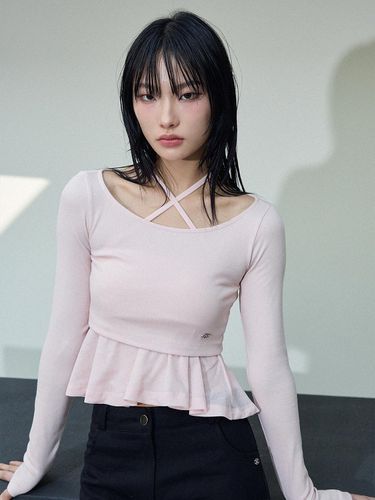 Layered Crop T-Shirt_Pink - ITOV SEOUL - Modalova