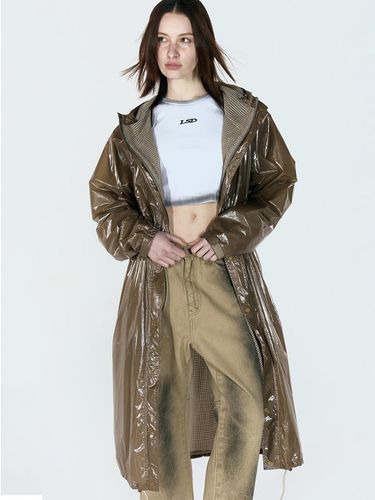 Nylon Hooded Raincoat - Brown - ULKIN - Modalova