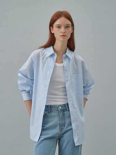 Stripe Embroidery Shirt (Sky Blue) - Lamerei - Modalova