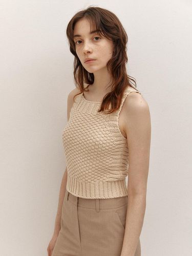 Cotton Slub Sleeveless Knit (L/Beige) - AVA MOLLI - Modalova