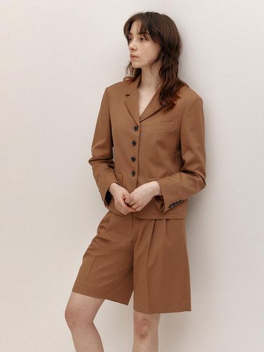 Twill Four Button Single Jacket (D/Beige) - AVA MOLLI - Modalova