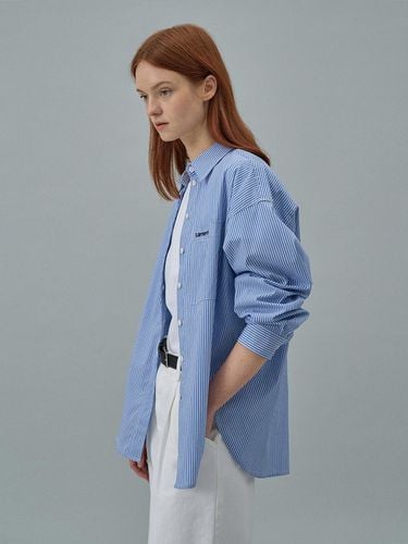 Stripe Embroidery Shirt (Blue) - Lamerei - Modalova