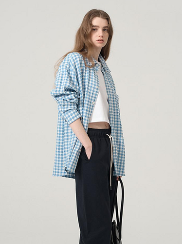 Unisex Oversized Shirt_Sky Blue Check - Dunst for WOMEN - Modalova