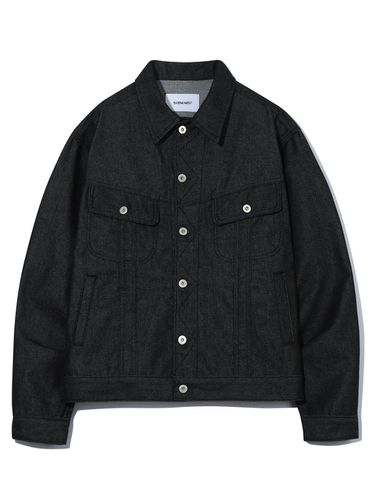 Non-Fade Cropped Denim Jacket Black - BASEMOMENT - Modalova