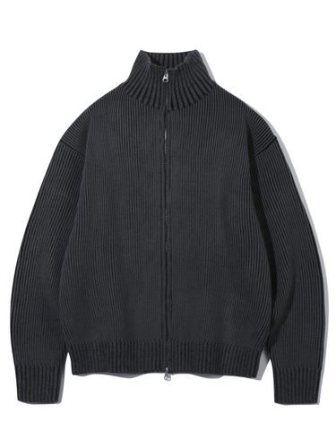 Two-Tone Full Zip-Up Sweater - BASEMOMENT - Modalova