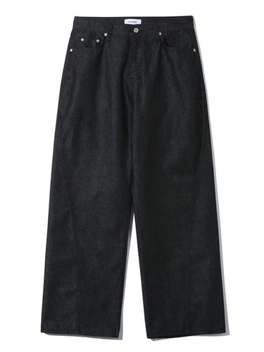 Non-Fade Curved Denim Pants Black - BASEMOMENT - Modalova