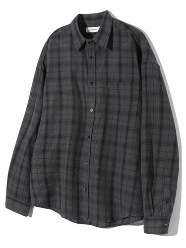 Oversized Check Shirt Charcoal - BASEMOMENT - Modalova