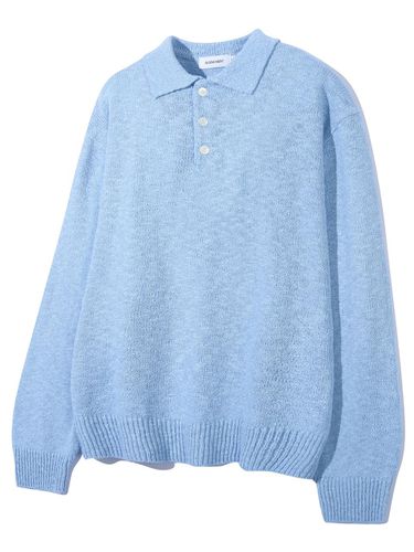 Slub Boucle Polo Sweater Sky Blue - BASEMOMENT - Modalova