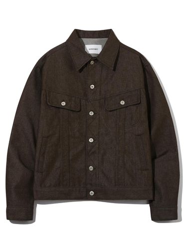 Non-Fade Cropped Denim Jacket Brown - BASEMOMENT - Modalova