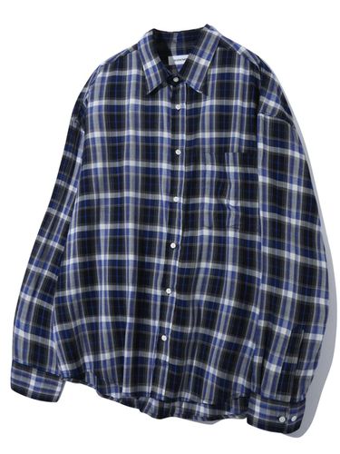 Oversized Check Shirt Blue - BASEMOMENT - Modalova