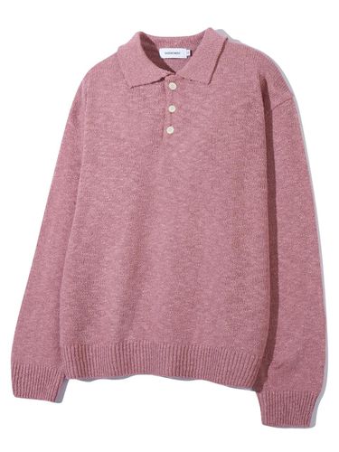 Slub Boucle Polo Sweater Indi Pink - BASEMOMENT - Modalova