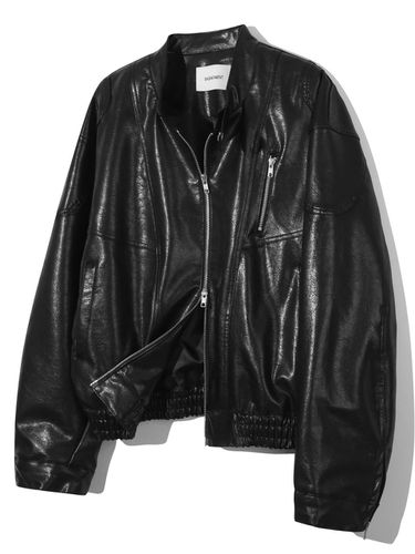 Faux-Leather Biker Jacket Black - BASEMOMENT - Modalova