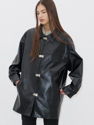 Faux-leather Half Coat (Black) - MOONTAN - Modalova