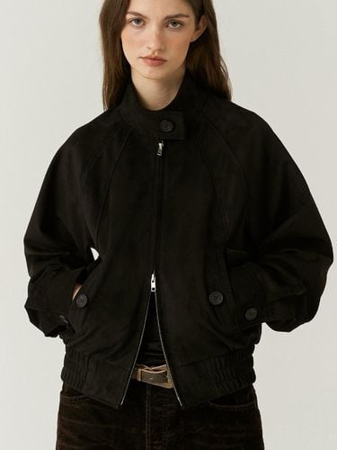 Vegan Leather Suede Harrington Jacket - doffsept - Modalova