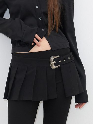 Belt Detail Pleated Mini Skirt () - MOONTAN - Modalova