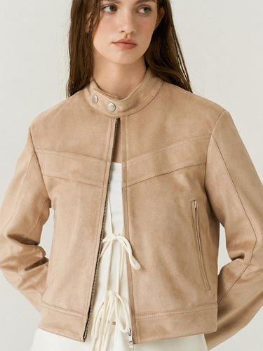 Vegan Leather Suede Racer Jacket - doffsept - Modalova