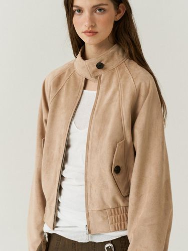 Vegan Leather Suede Harrington Jacket - doffsept - Modalova