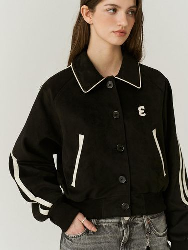 Vegan Leather Suede Varsity Jacket - doffsept - Modalova