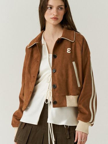 Vegan Leather Suede Varsity Jacket - doffsept - Modalova