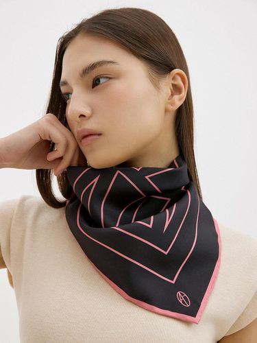 Square Silk Scarf 50 - Black/Pink - AVVINA PELLE - Modalova