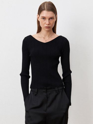 V-neck Knit Top - Black - JOY GRYSON - Modalova