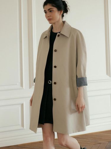 Comos 1084 Single Half Trench Coat_Beige - ourcomos - Modalova