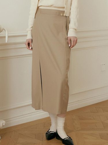 Comos 1050 Pencil Slit Skirt_Beige - ourcomos - Modalova