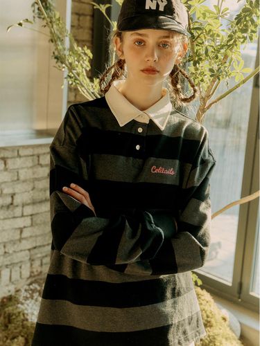 Oversize Striped Polo T-shirt _ - CELITAILS - Modalova